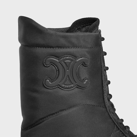Celine Margaret Boot In Nylon And Suede Calfskin In Black