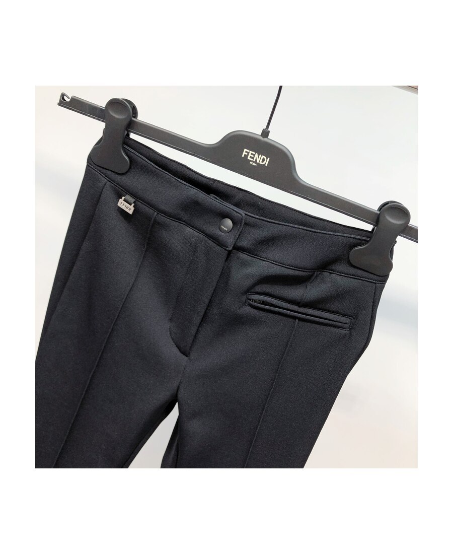 Shop Fendi Elastic Strap Feet Leggings In Black