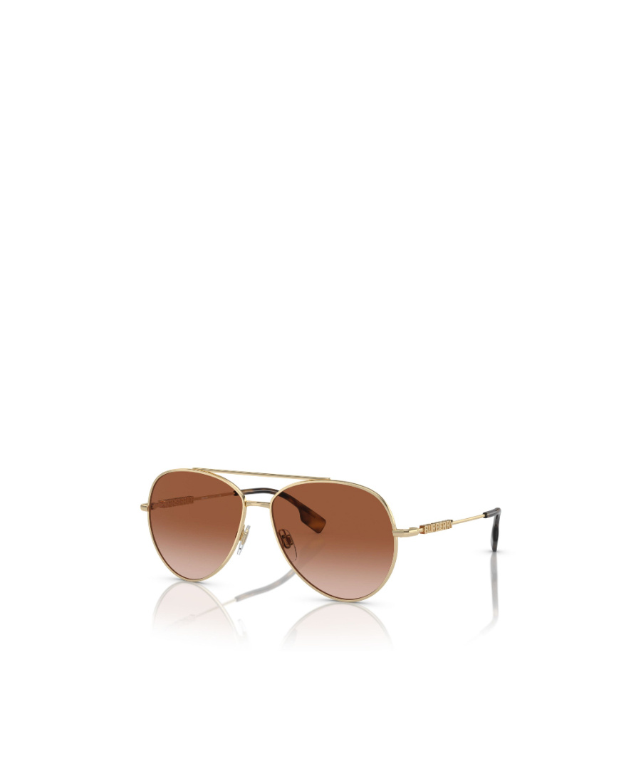 Burberry Womens Gold Be3147 Aviator-frame Metal Sunglasses In Brown
