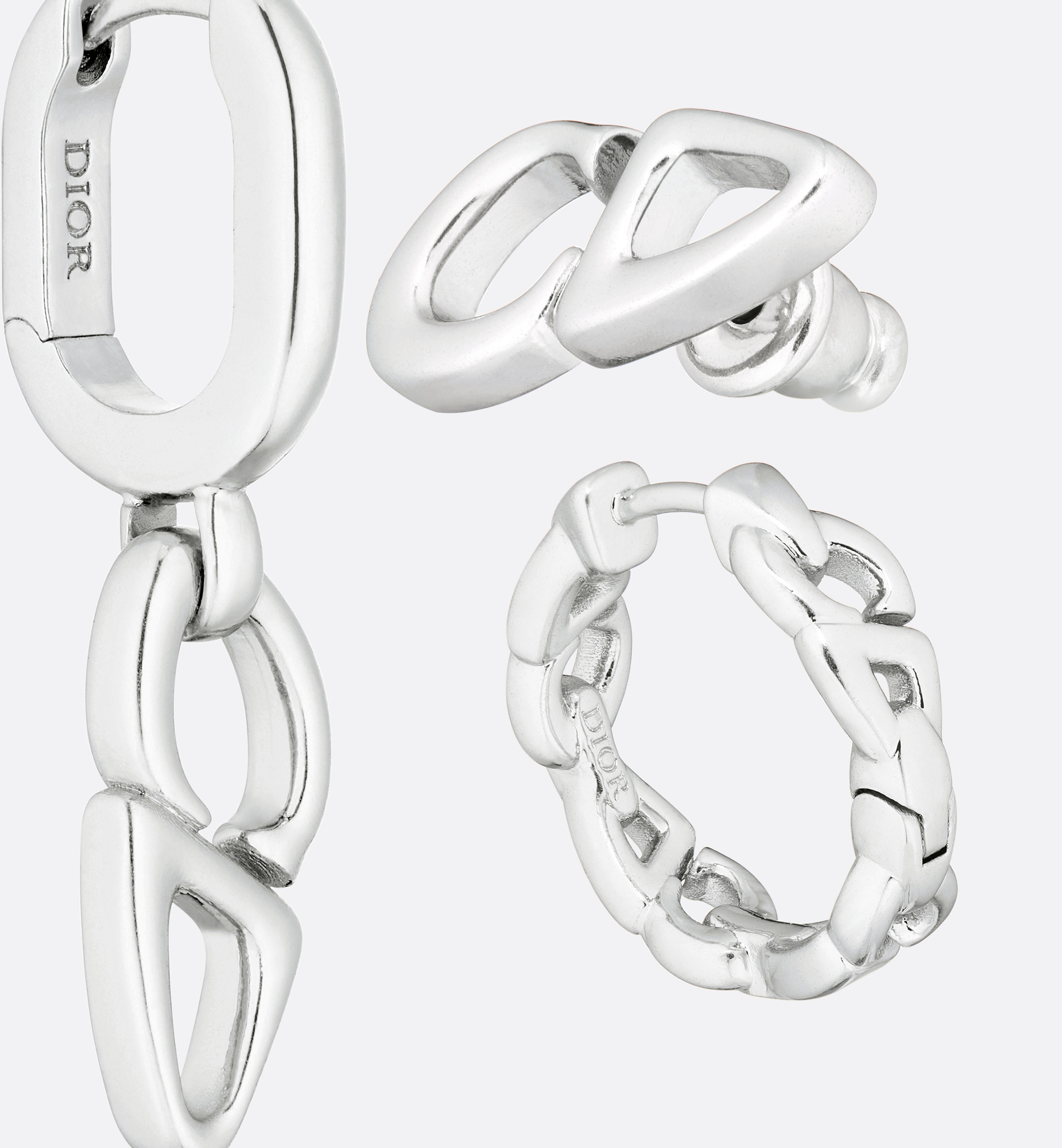 Dior Logo Earrings Set In White