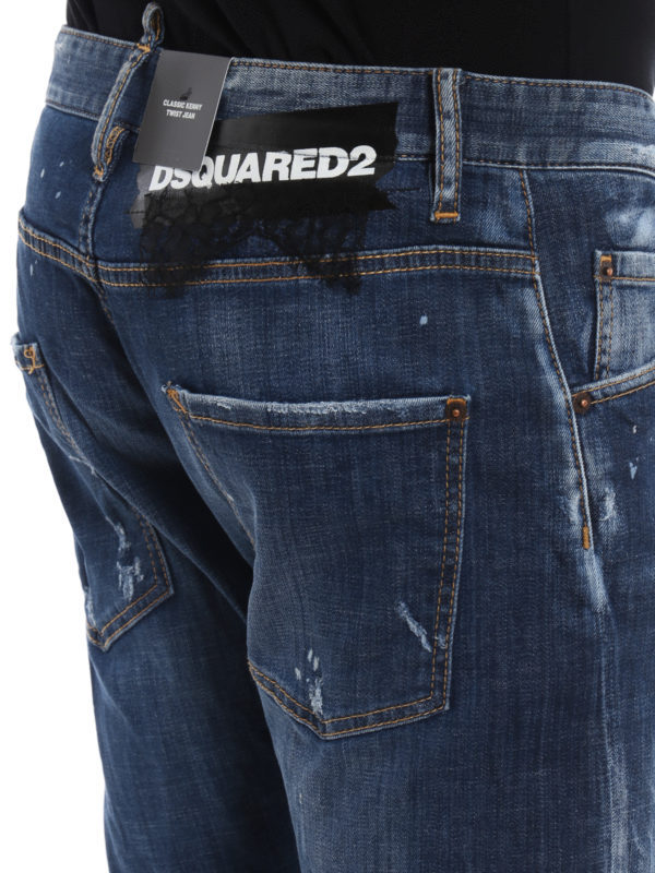 Dsquared2 Logo Details Jeans In Blue
