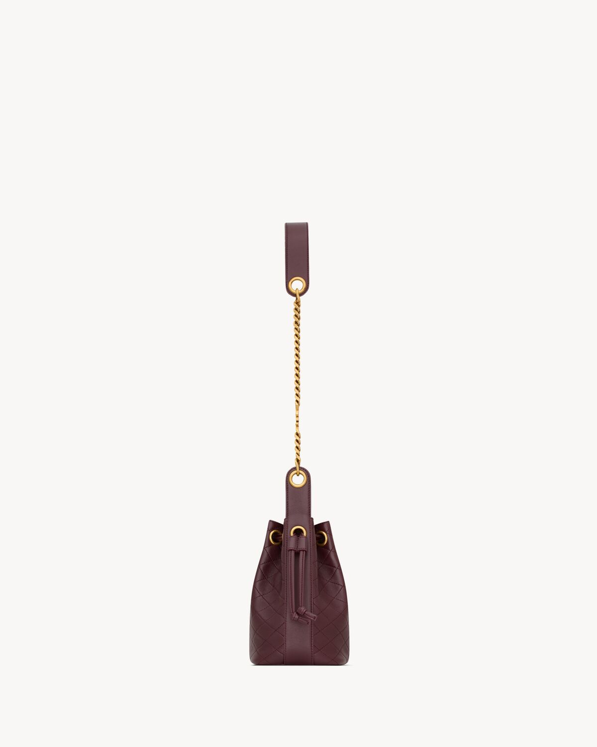 Saint Laurent Cassandre Bucket Bag In Lambskin In Burgundy