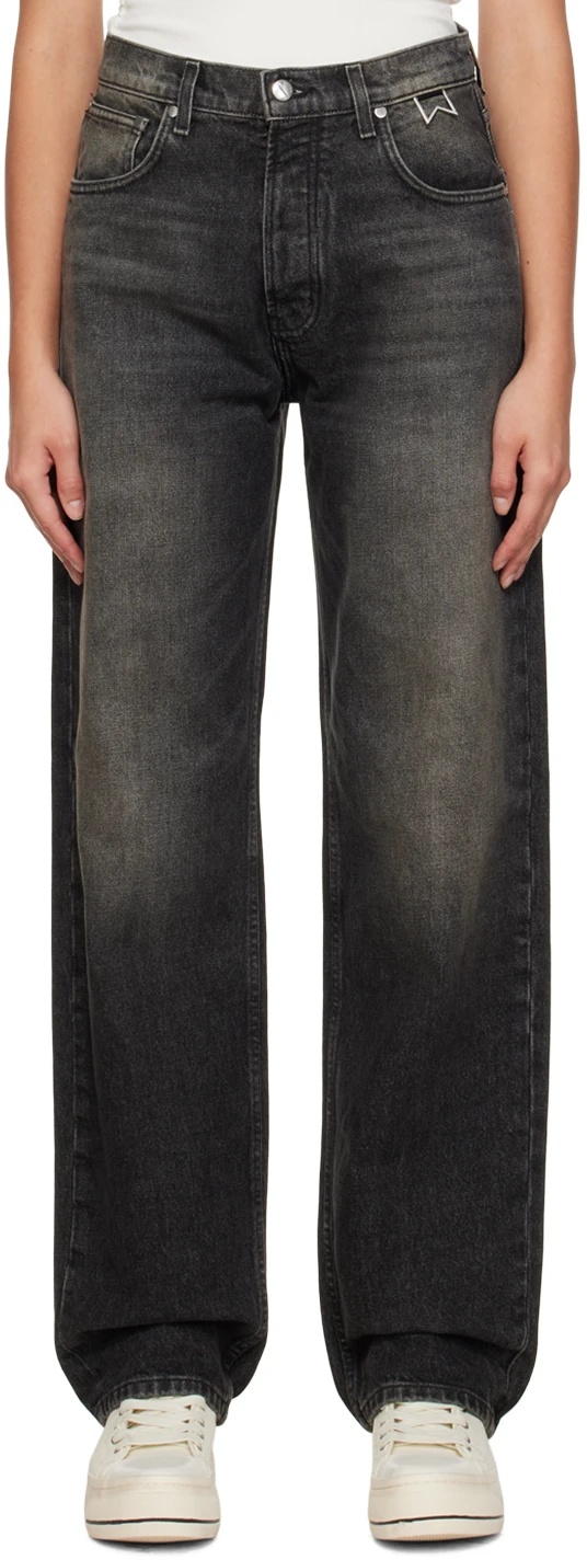 Rhude Wide-leg Denim Trousers In Black