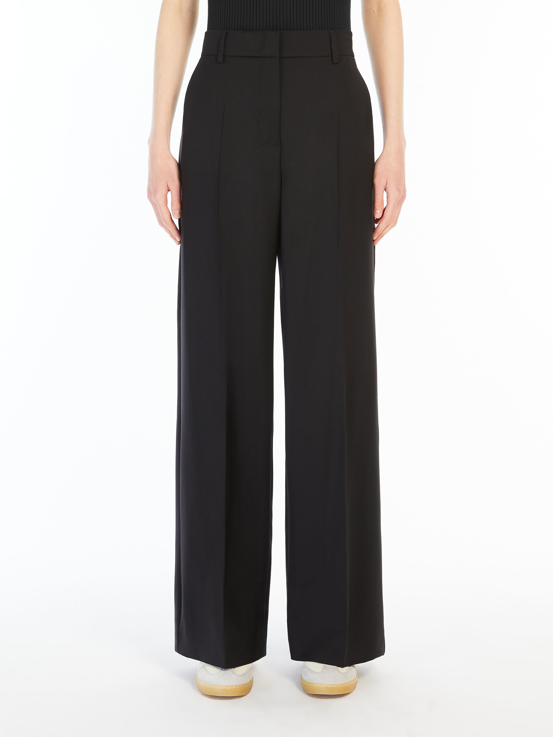 Weekend Max Mara Belt And Loop Wide-leg Pants In Black