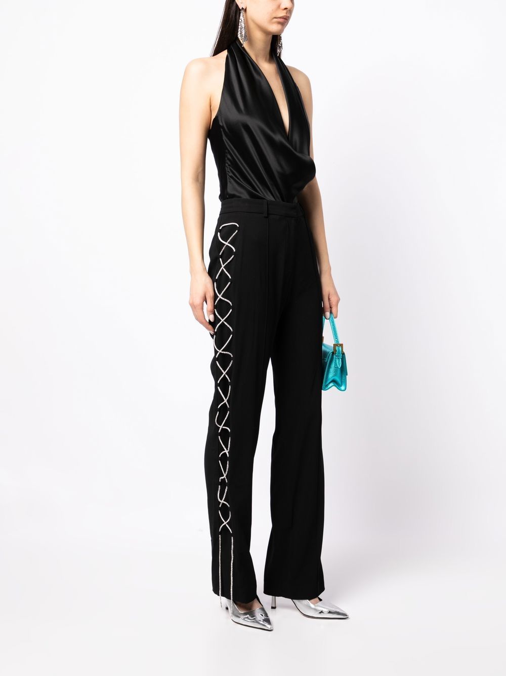 Giuseppe Di Morabito Lace-up Detail Straight-leg Trousers In Black