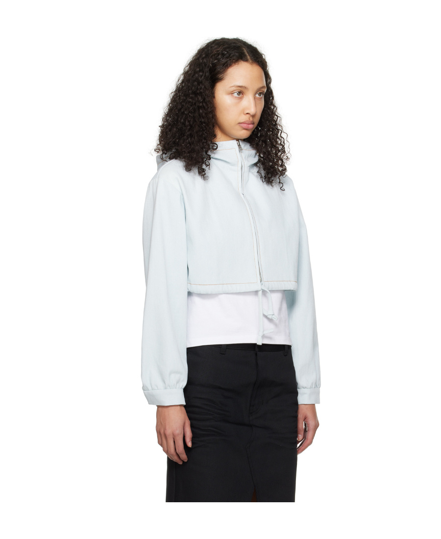 We11 Done Cropped Hooded Sweater In White