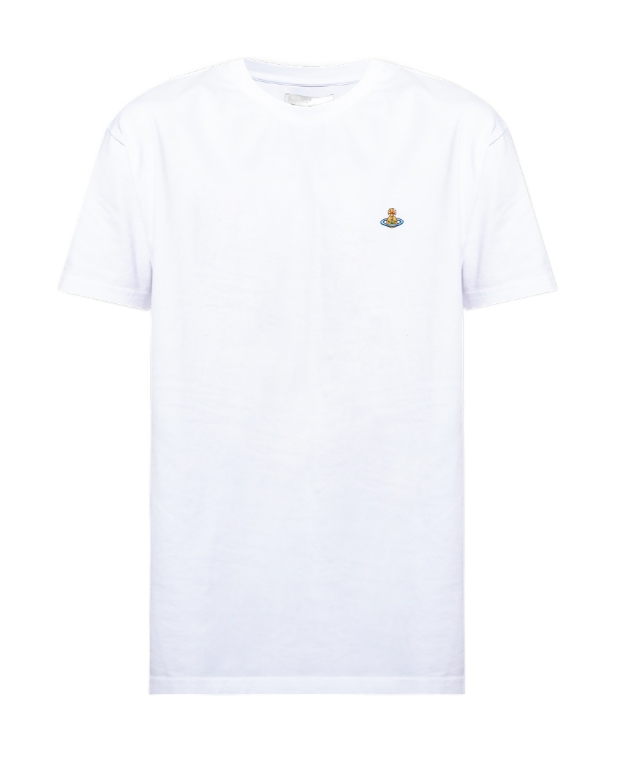 Vivienne Westwood White Crewneck T-shirt With Orb Logo Detail On The Front In Cotton Woman In White