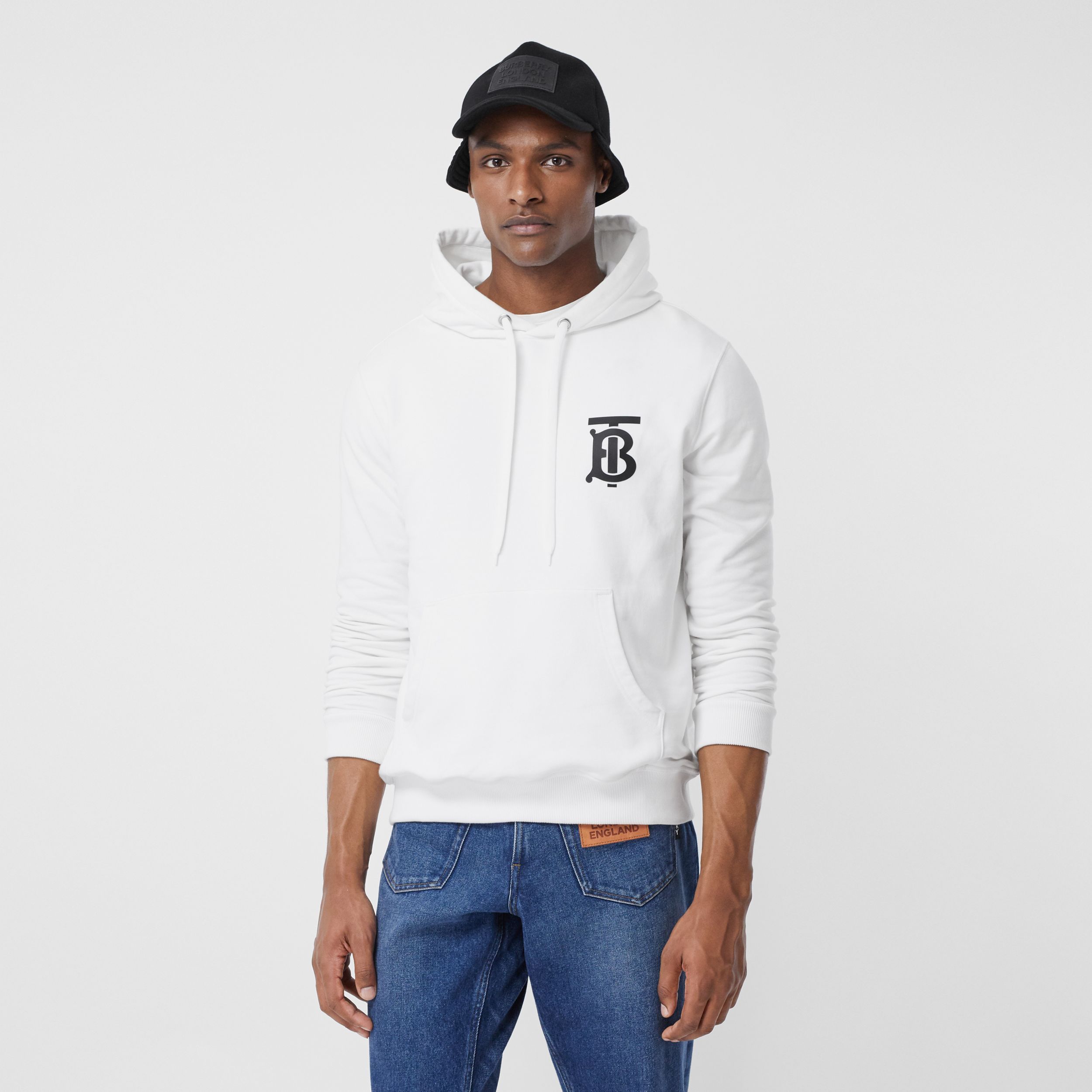 Burberry Logo Hooded Sweater In White