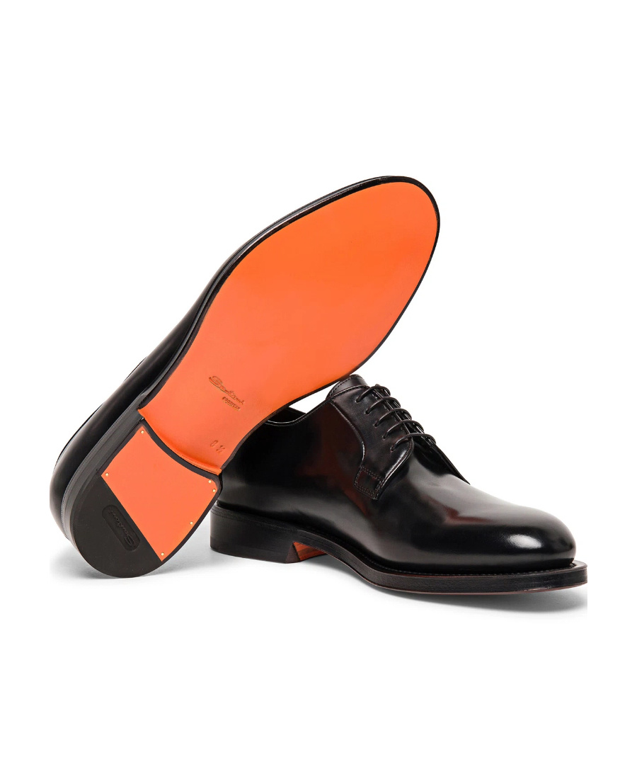 Santoni Man Lace-up Shoes Black Size 9 Leather In Black