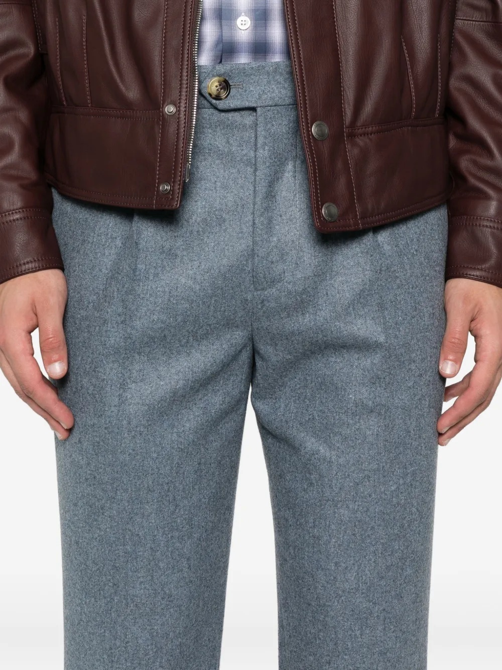 Brunello Cucinelli Pleated Wool Trousers In Blue