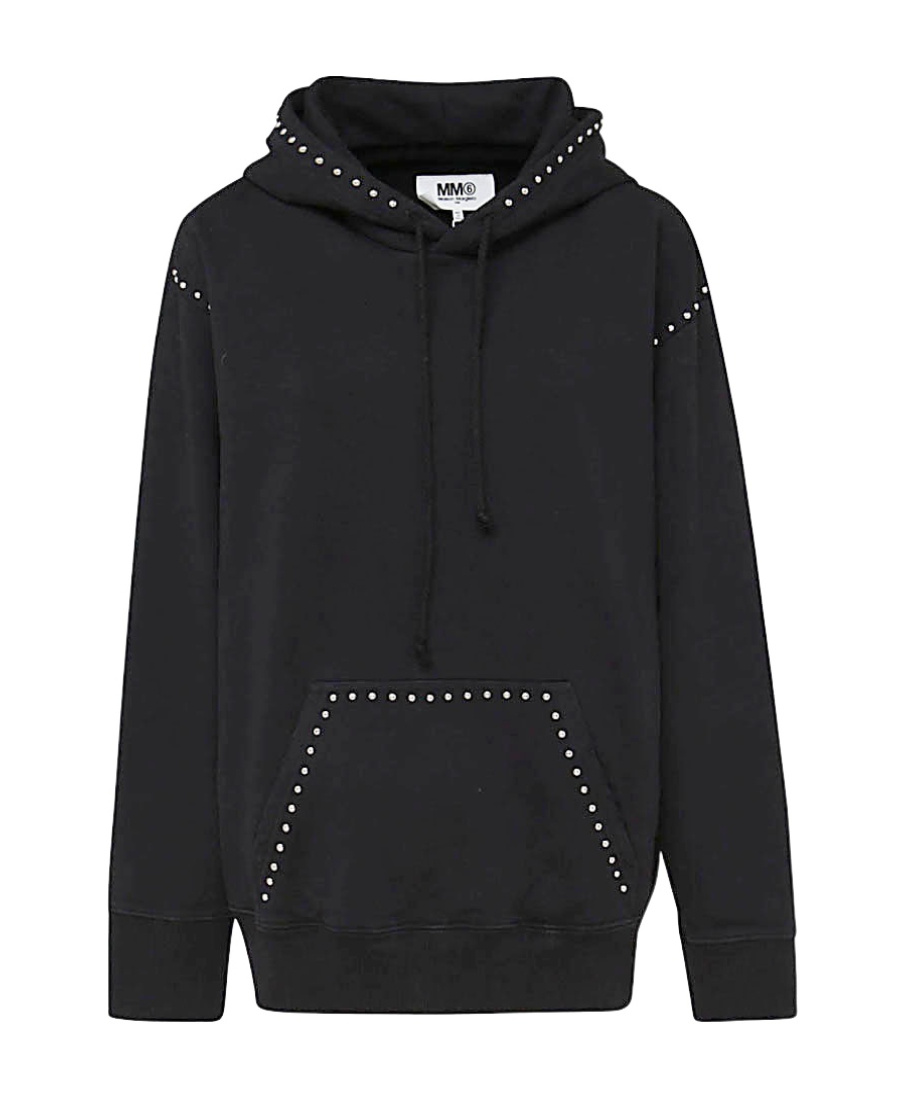 Mm6 Maison Margiela Stud-embellished Cotton Hoodie In Black