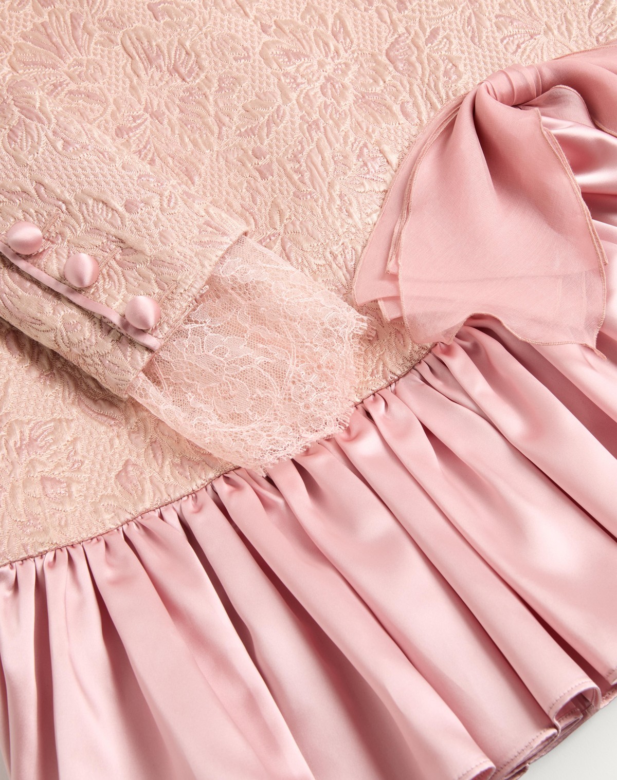 Valentino Floral-jacquard Ruffled Dress In Pink