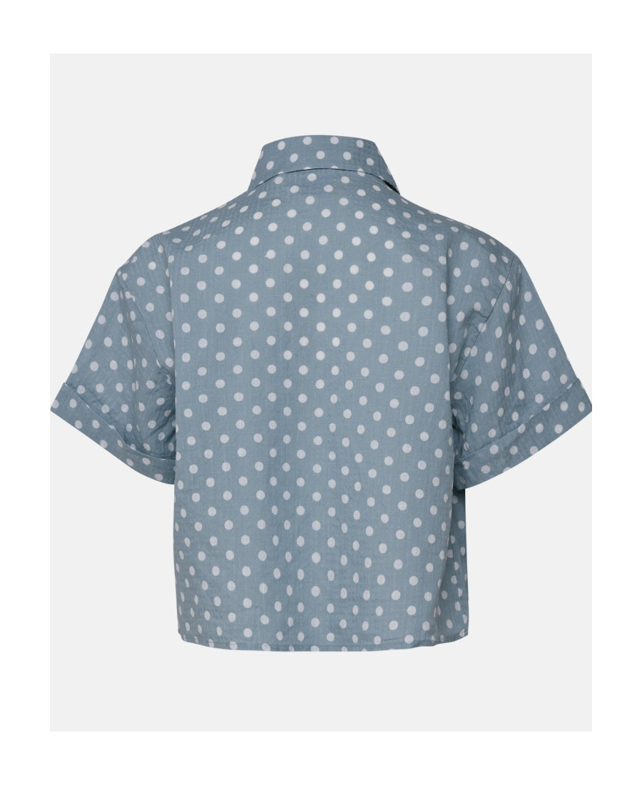 Aspesi Polka Dot-print Cropped Shirt In Gray