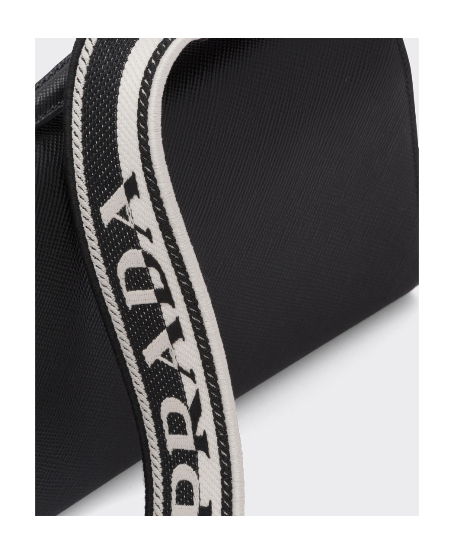 Prada Womens Black Triangle-plaque Embroidered-jacquard Medium Woven Tote Bag In Black