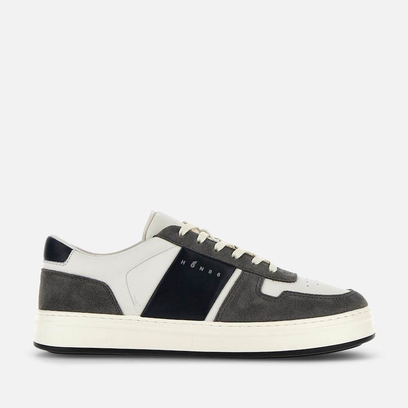 Hogan Smooth And Suede Leather H-tv Sneakers. In White