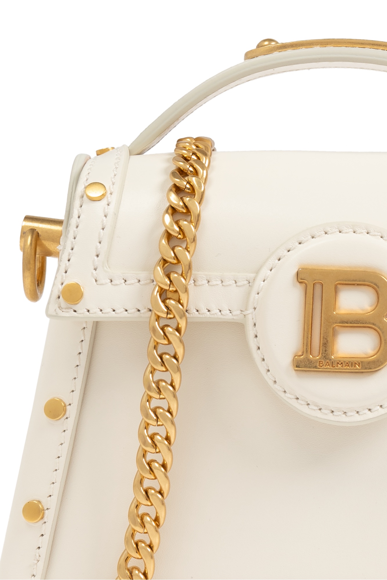 Balmain B-buzz Dynasty Leather Shoulder Bag In White