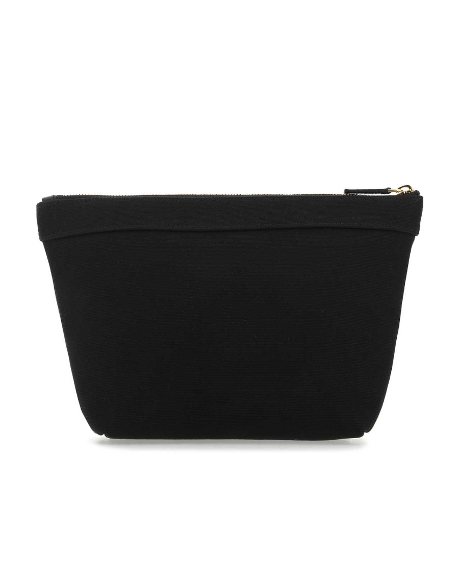 Balenciaga Logo-print Cotton Makeup Bag In Black/white