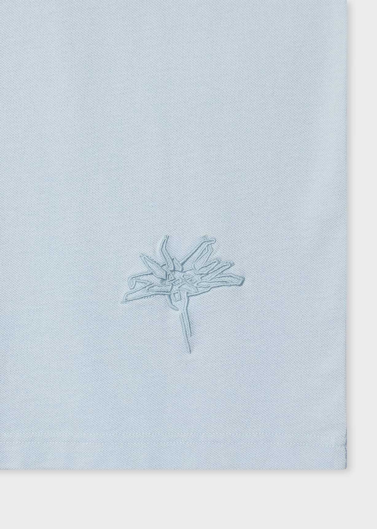 Ps By Paul Smith Pale Blue Concealed-placket Polo Shirt In Blue