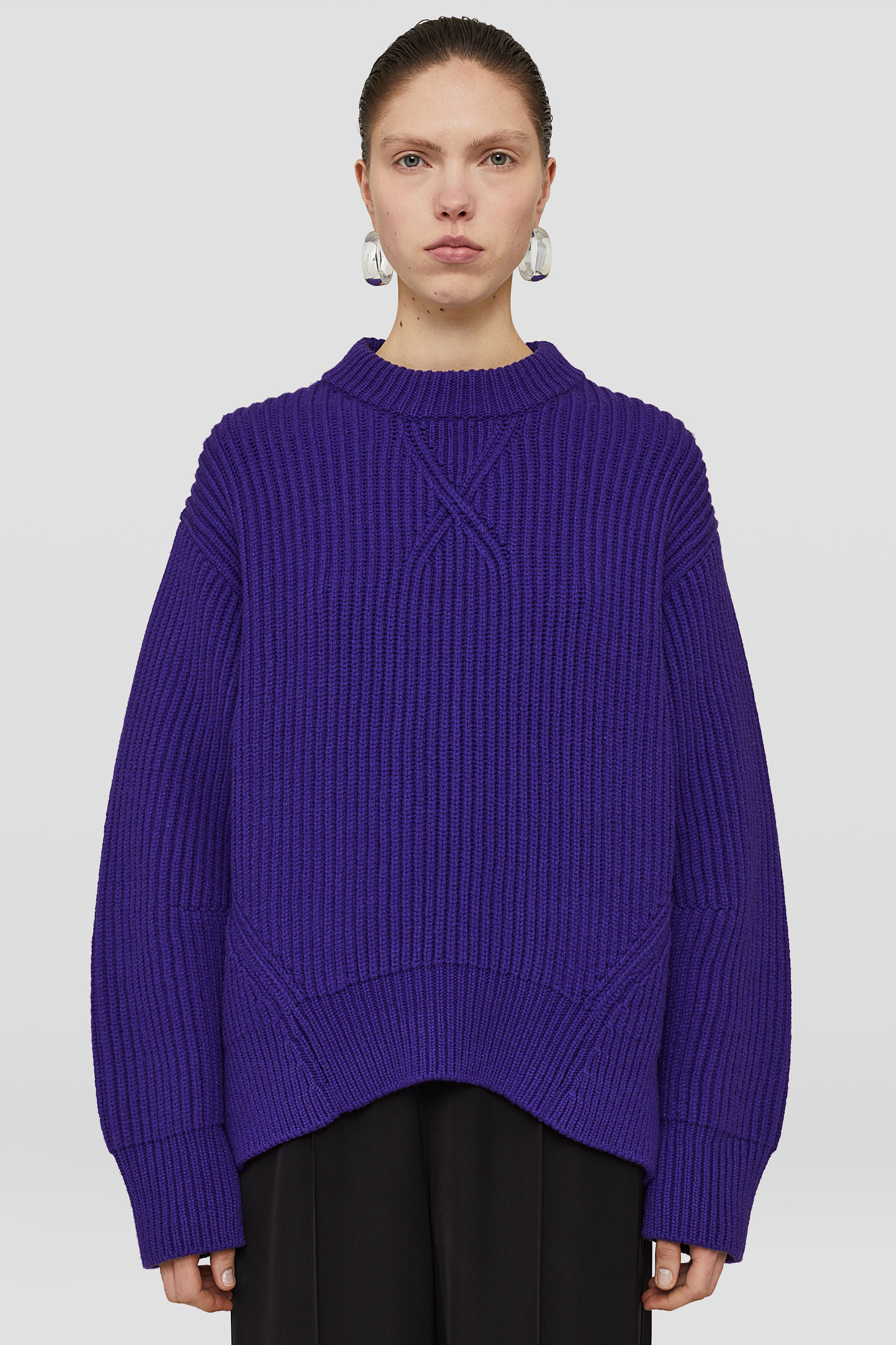Jil Sander Ribbed-knit Wool Jumper In Blue