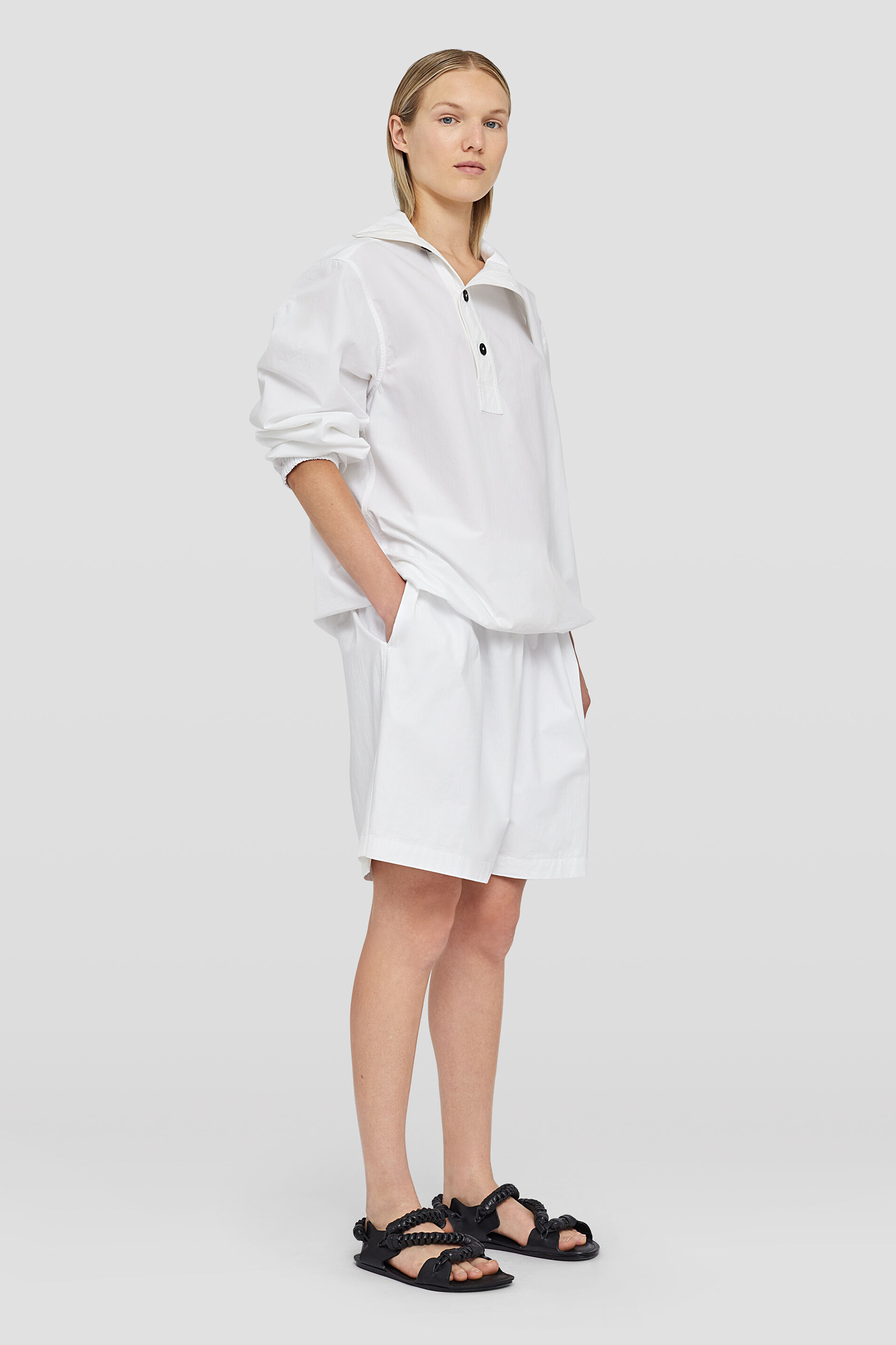 Jil Sander Funnel-neck Asymmetric Blouse In White