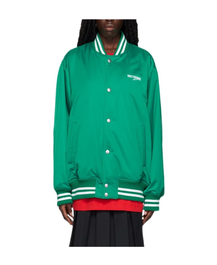We11 Done Logo-print Bomber Jacket In Green