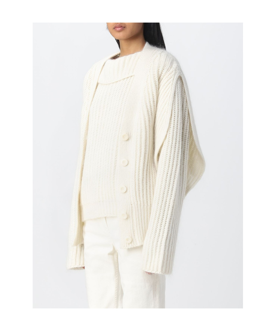 Fabiana Filippi Ribbed-knit Buttoned Cardigan In White