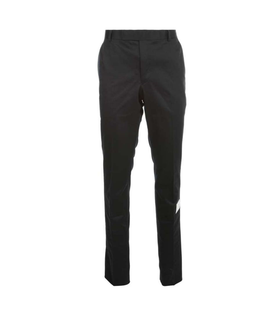 Thom Browne Tailored Straight Pants With Classic Waistband And Subtle Logo Detail In Black