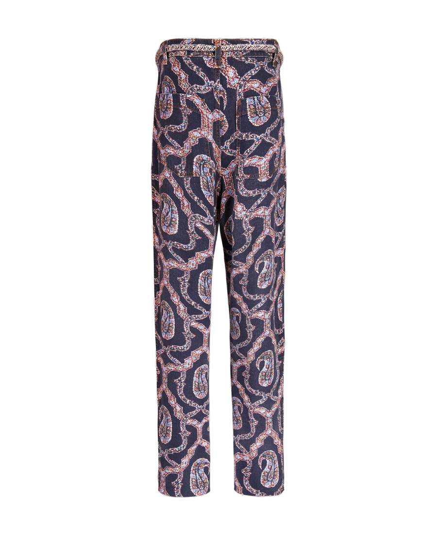 Etro Abstract-pattern Tapered-leg Trousers In Black