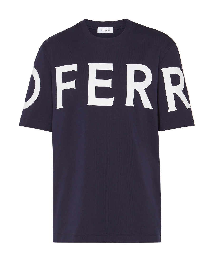 Ferragamo Patterned Logo Short-sleeved T-shirt In Black