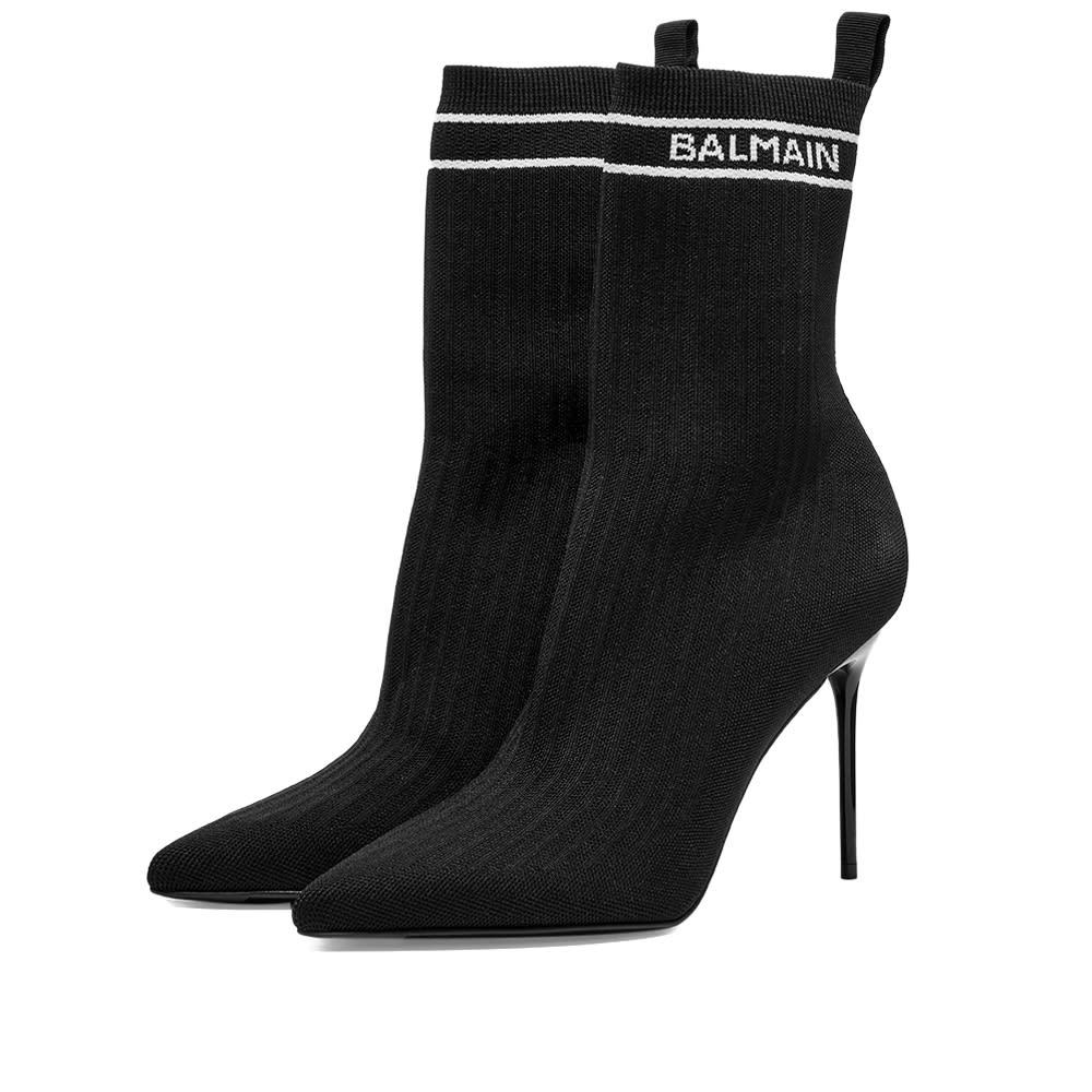 Balmain Skye Stretch Knit Ankle Boots In Black