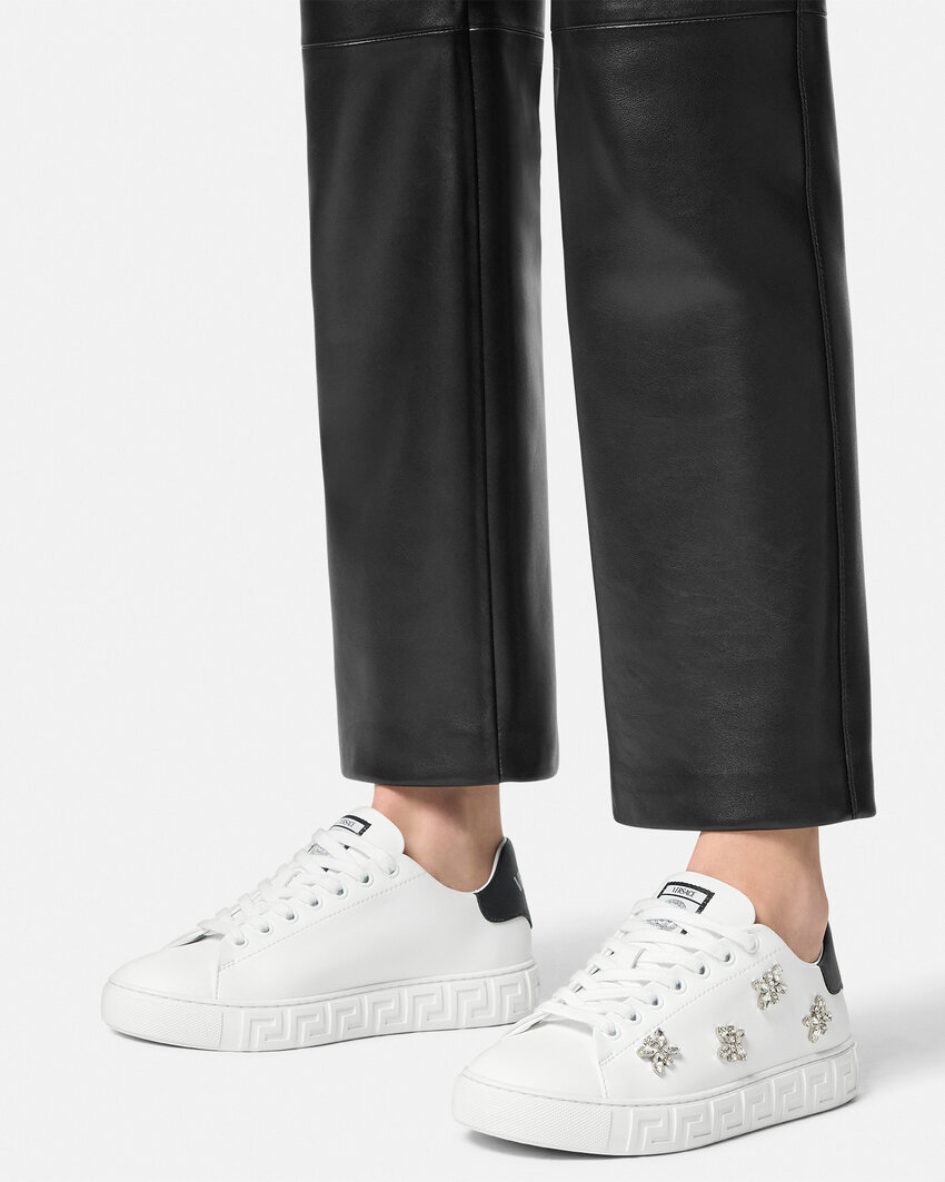 Versace Women's La Greca Sneakers In White