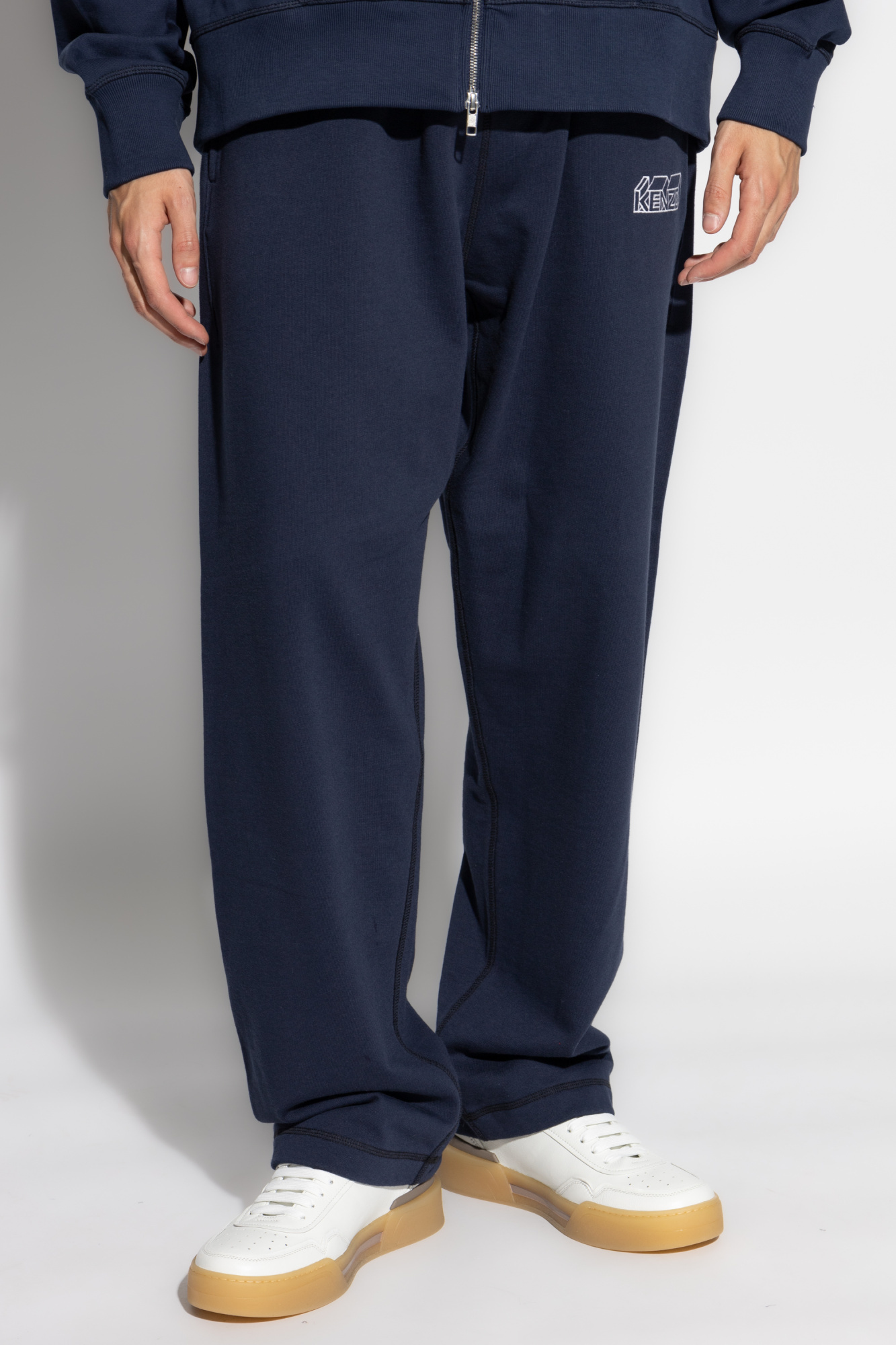 Kenzo ' Kube' Straight Embroidered Jogging Trousers In Black