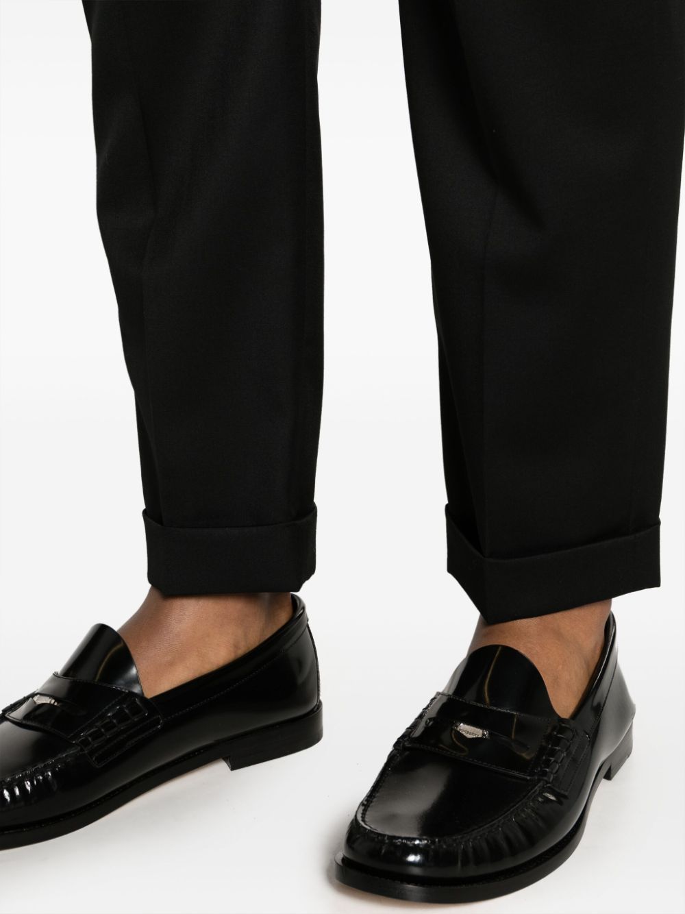 Balmain Pleated Wool Tailored Trousers In Black
