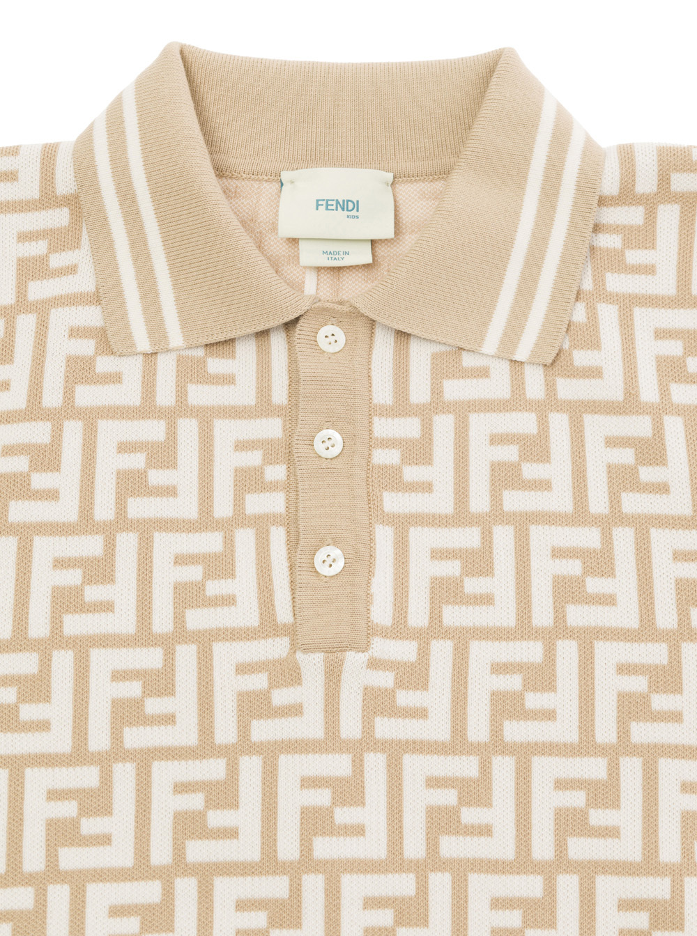 Fendi Ff-jacquard Polo Shirt In Nude
