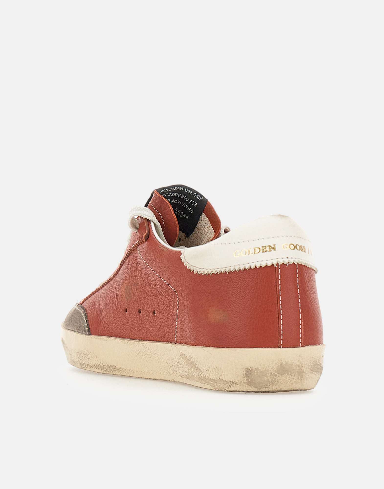 Golden Goose Super-star Distressed Suede-trimmed Leather Sneakers In Orange
