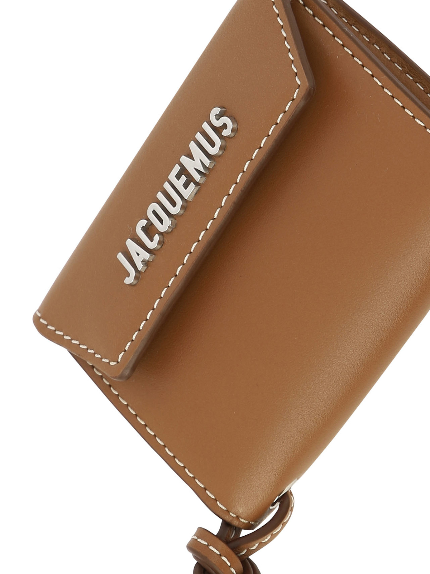 Jacquemus Logo Lettering Neck Strapped Wallet In Brown