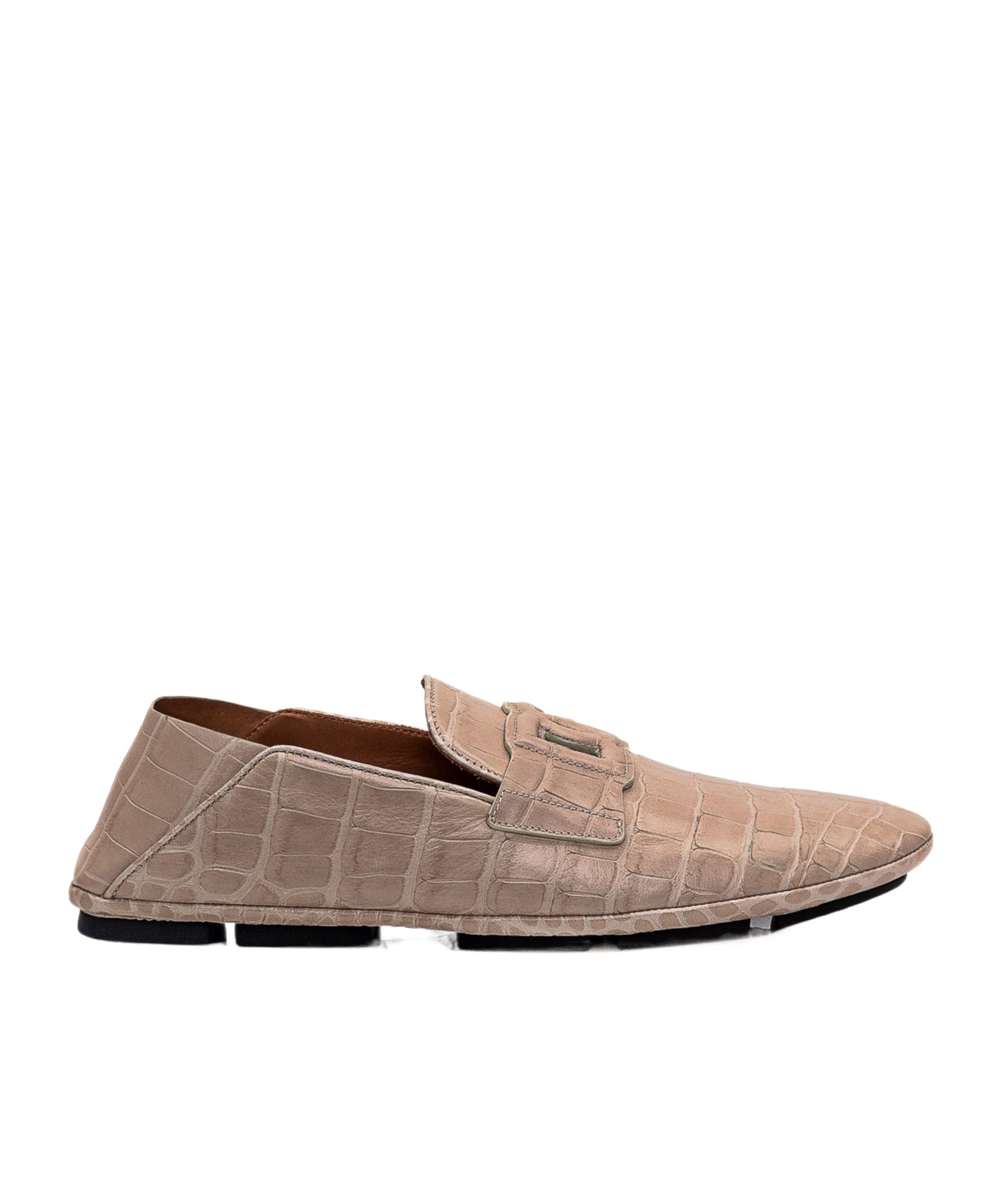 Dolce & Gabbana Leather Driver In Beige