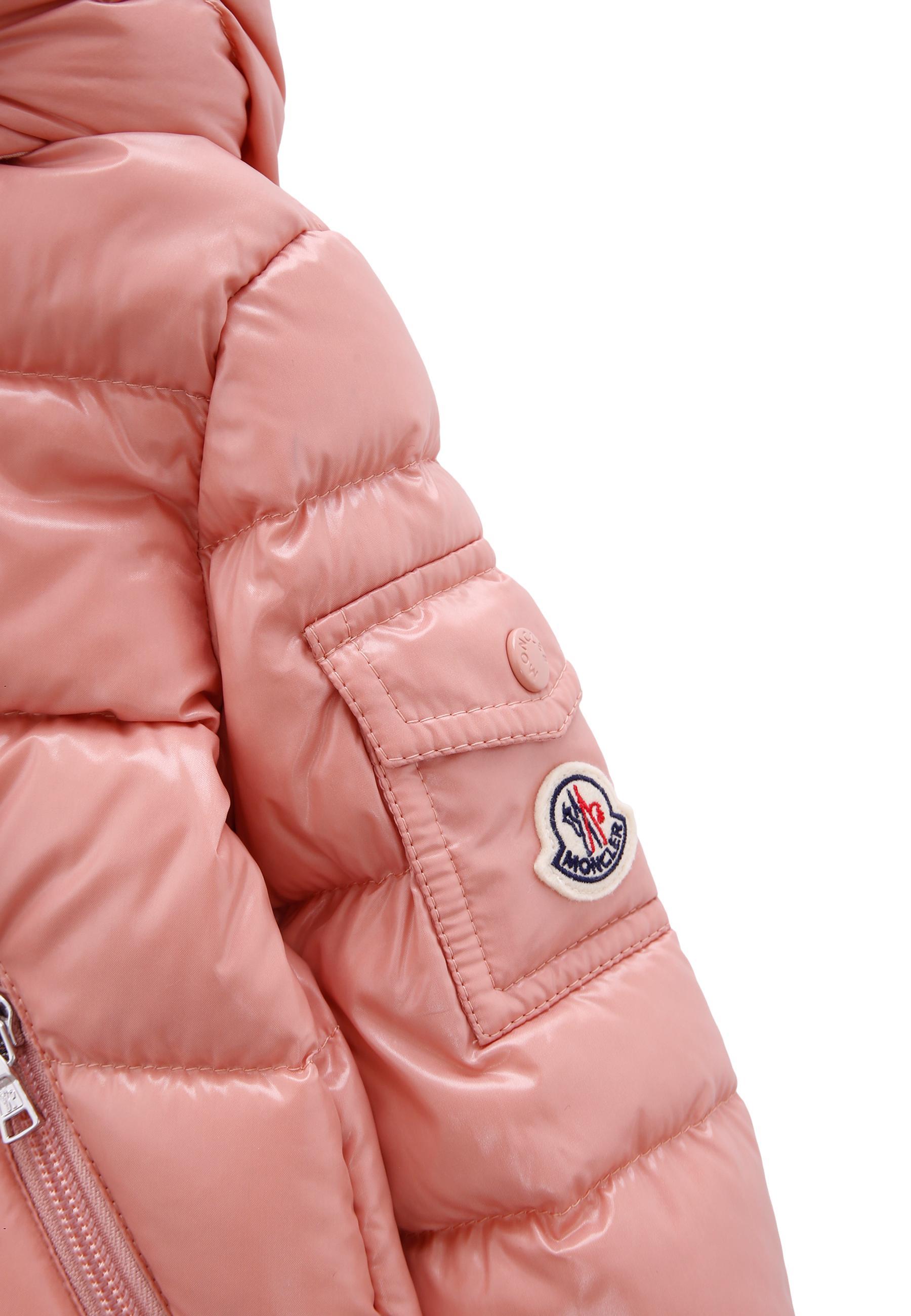 Moncler Long Sleeve Cotton Coat In Pink