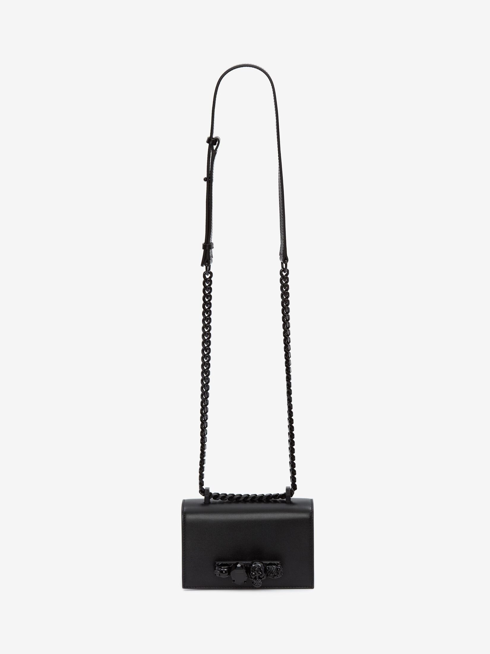 Alexander Mcqueen Crystal Skull Knuckle Leather Satchel
