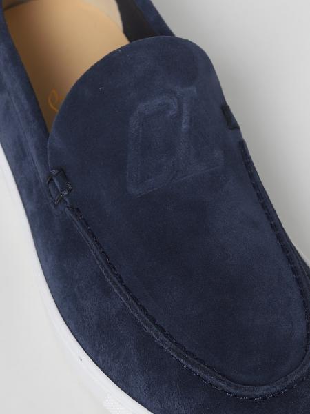 Christian Louboutin Logo-embossed Suede Loafers In Blue