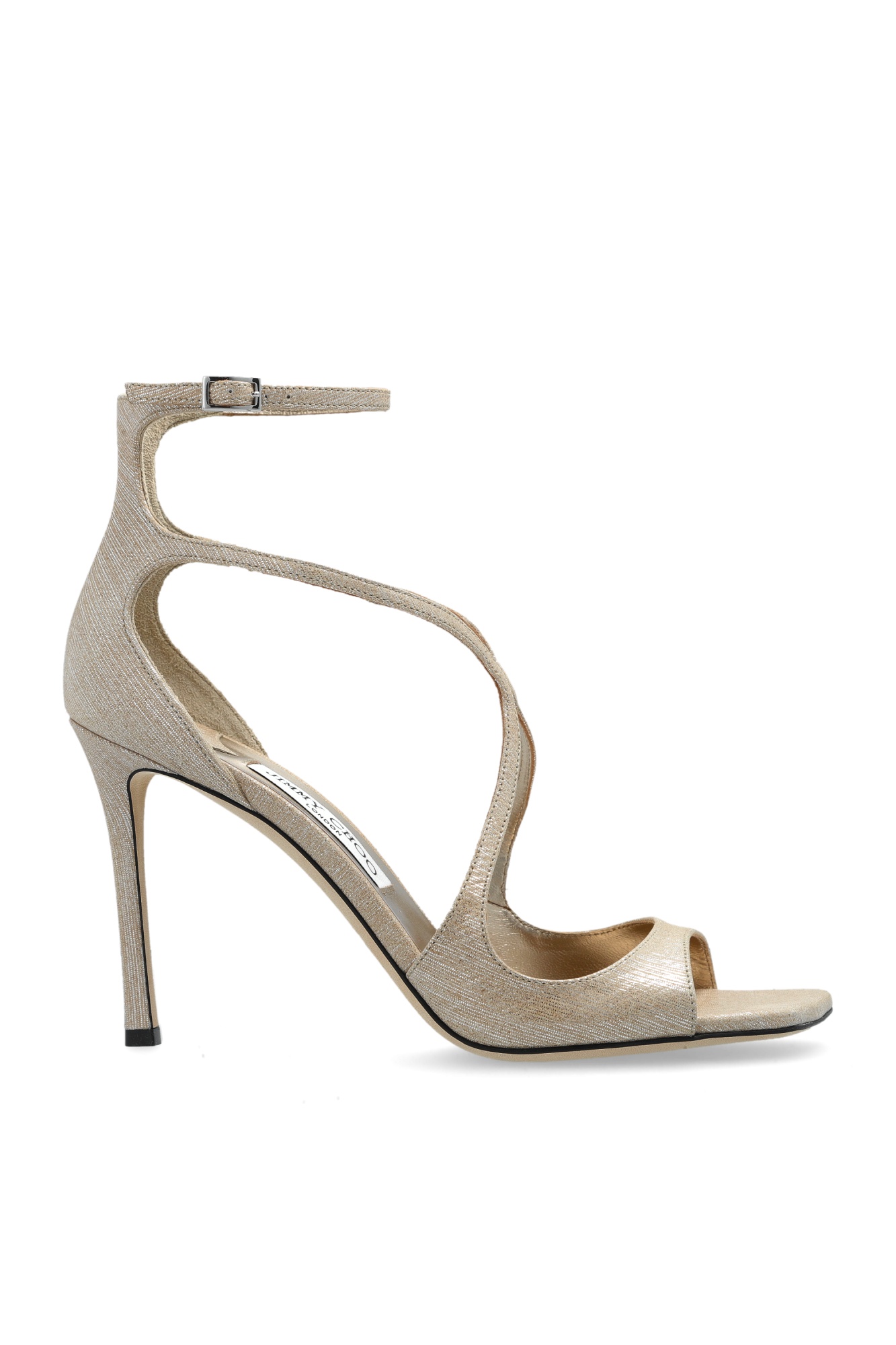 Jimmy Choo 95mm Azia Ankle-strap Heeled Sandals In Gold
