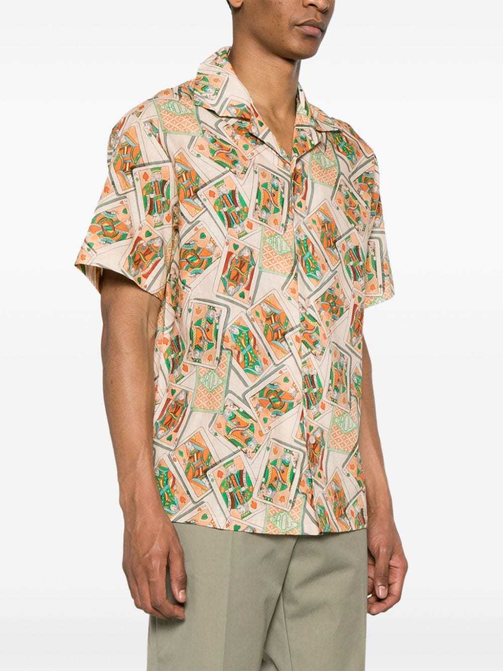 Drôle De Monsieur Jeu De Cartes Linen-blend Shirt In Nude