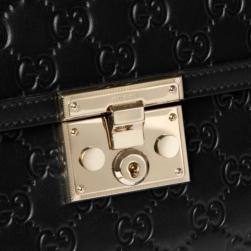 Gucci Padlock Medium Top Handle Bag In Black