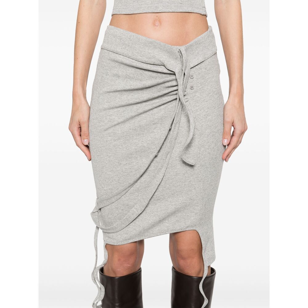 Ottolinger Ribbed Mini Skirt With Asymmetric Hem And Deconstructed Straps In White