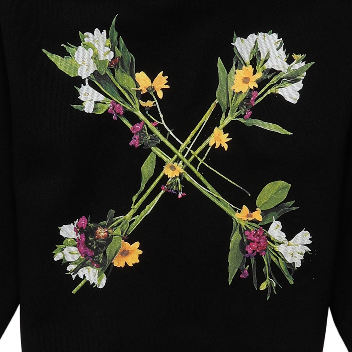 Off-white Floral-arrows Hoodie In Black