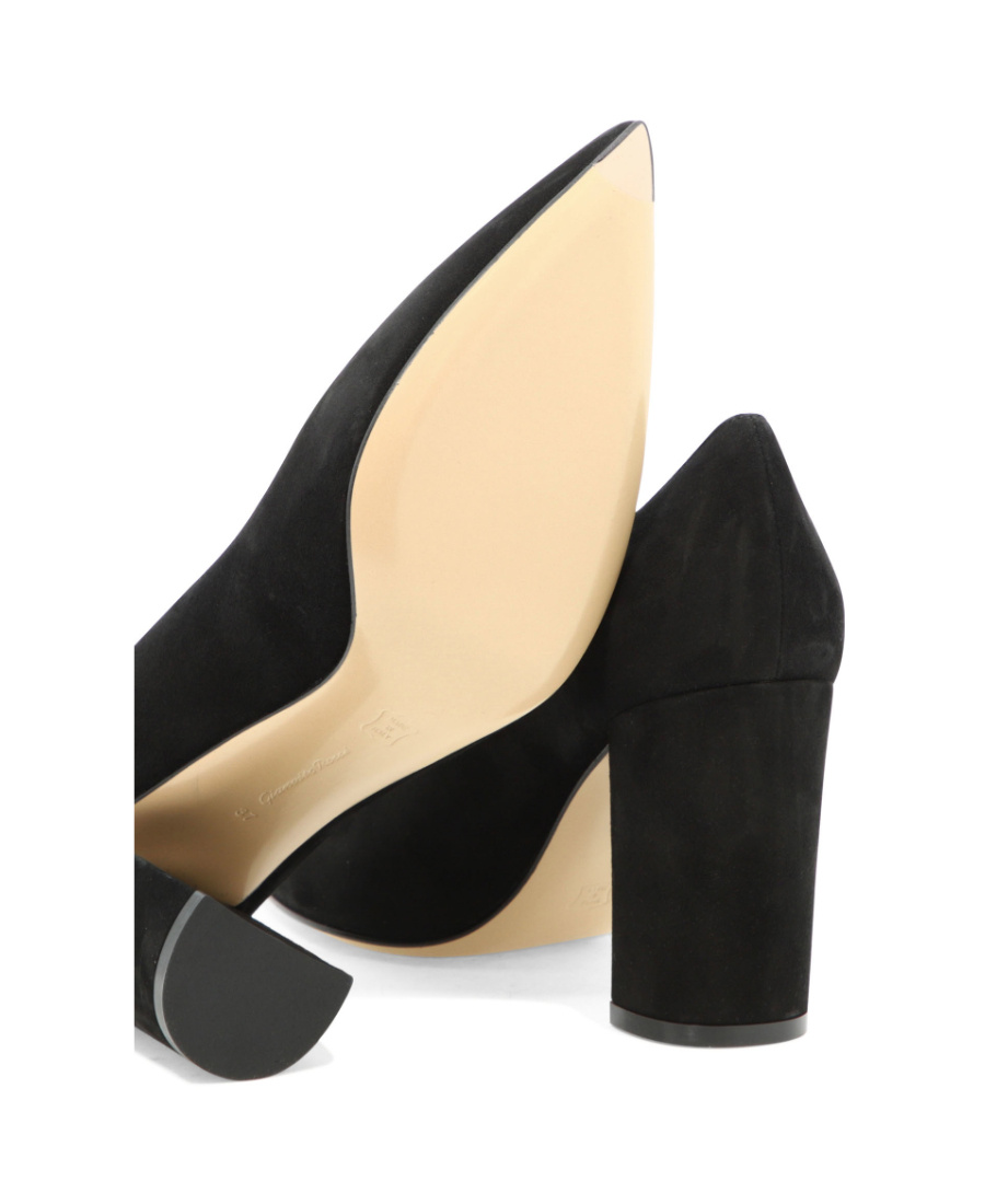 Gianvito Rossi Block-heel Pointed Suede Pumps In Black