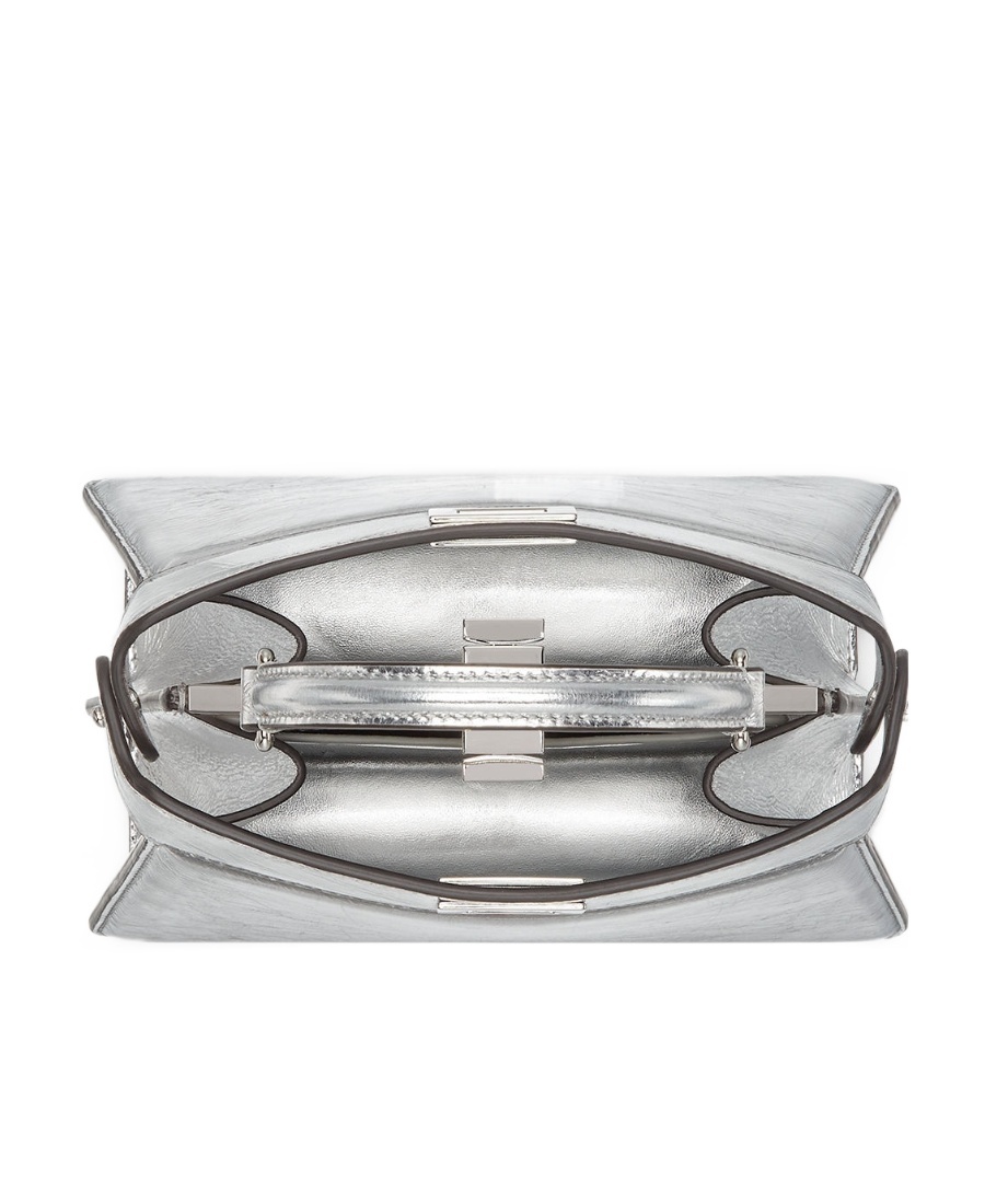 Fendi Luxurious Lamb Leather Crossbody Handbag In Argentopal For Women In White