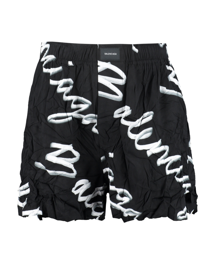 Balenciaga Full-body Logo High-waisted Shorts In Black