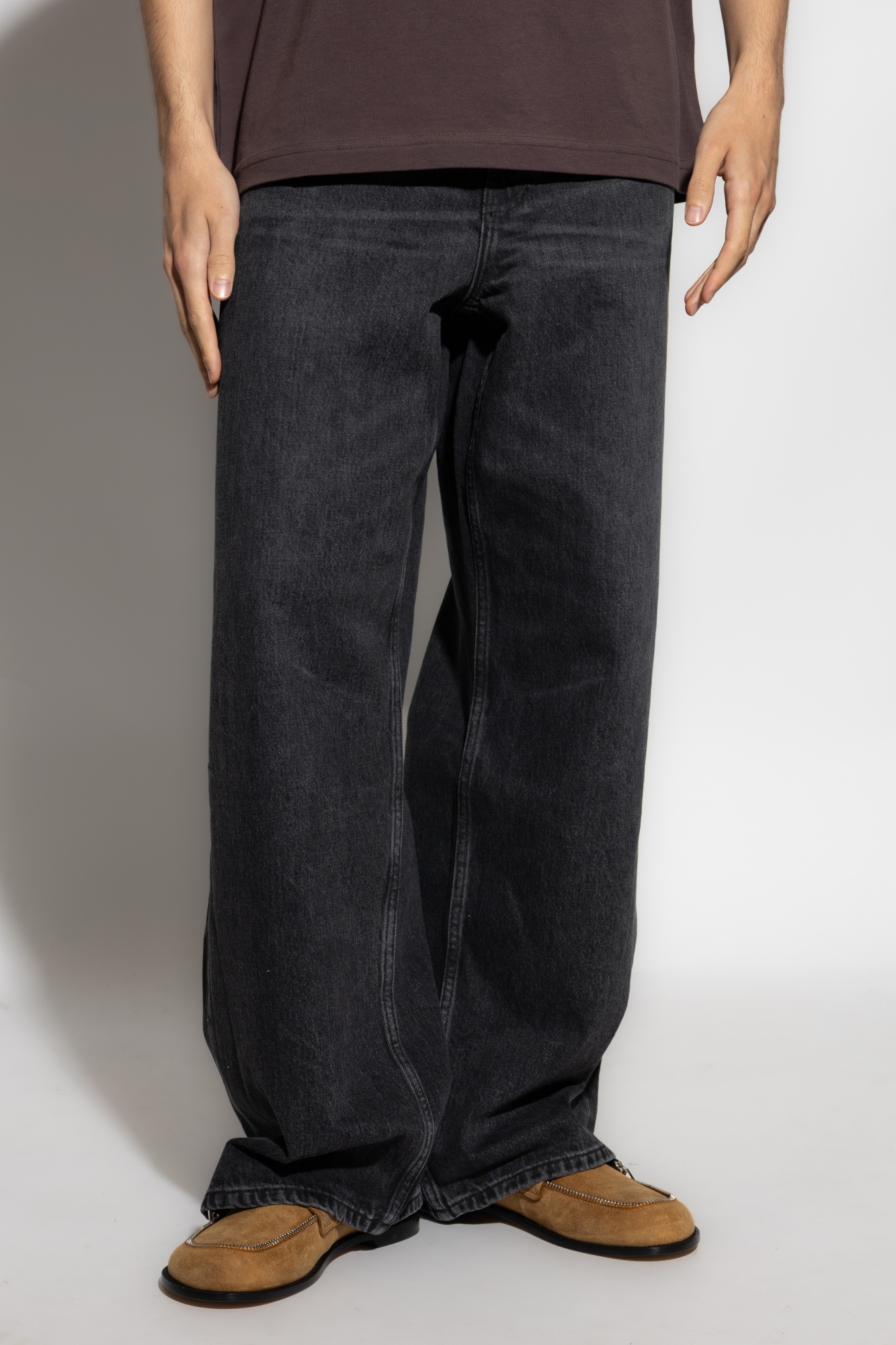 Samsoe & Samsoe Five-pocket Design Wide-leg Jeans In Black