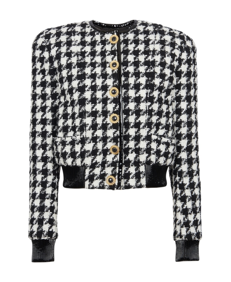 Balmain Casual Jacket With Houndstooth Pattern In Black